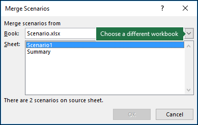 Merge Scenarios dialog