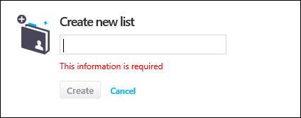 Create new list window
