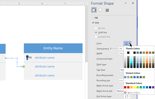 Set the color of the Relationship line.