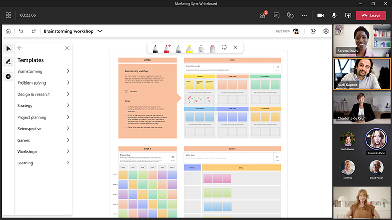 Workshop template in Whiteboard