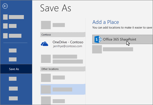 Adding OneDrive for Business as a place to save to in Word
