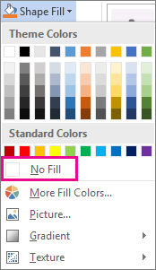 Selecting No Fill