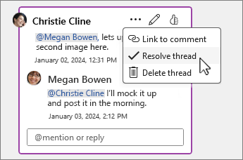 Resolve a thread option selected on menu