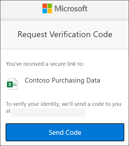 OneDrive External Sharing Code request window