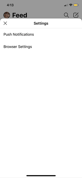 Push Yammer mobile profile settings