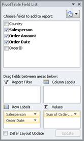 PivotTable Field list