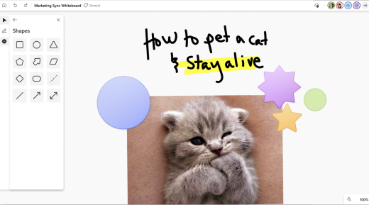 You can add shapes to your whiteboard from the Create Panel.