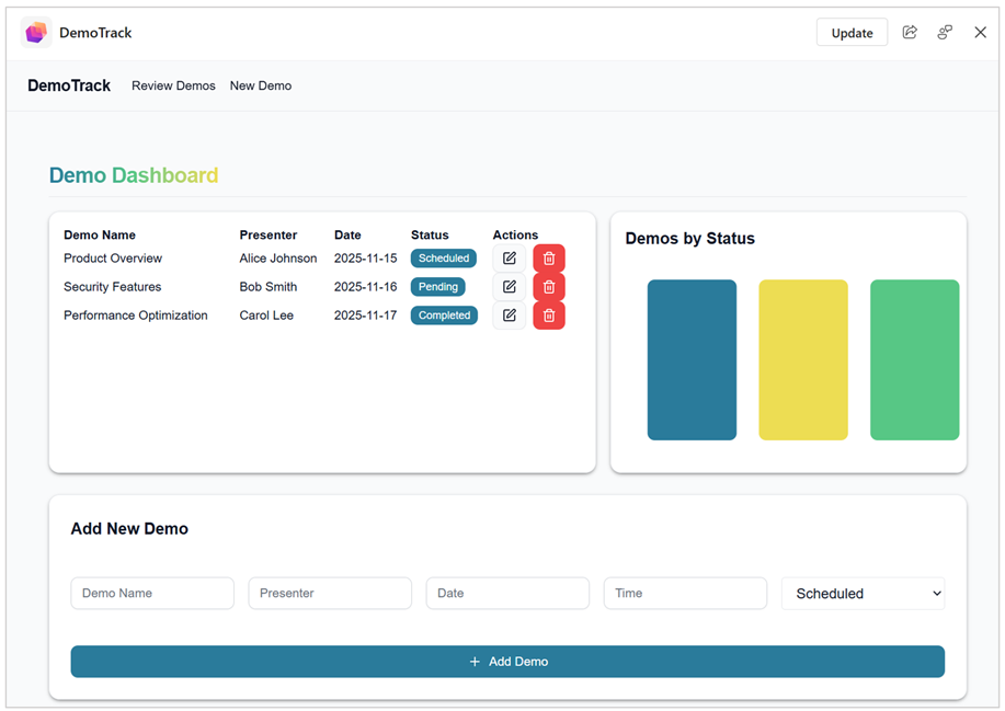 Screenshot of app created by App Builder