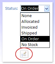Combo box with Edit Value List button