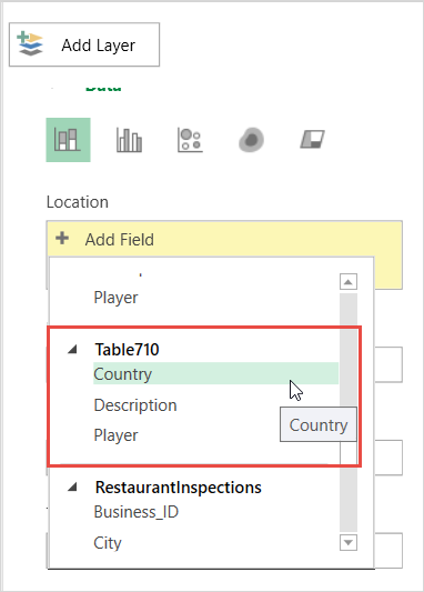 Add Location on Layer Pane