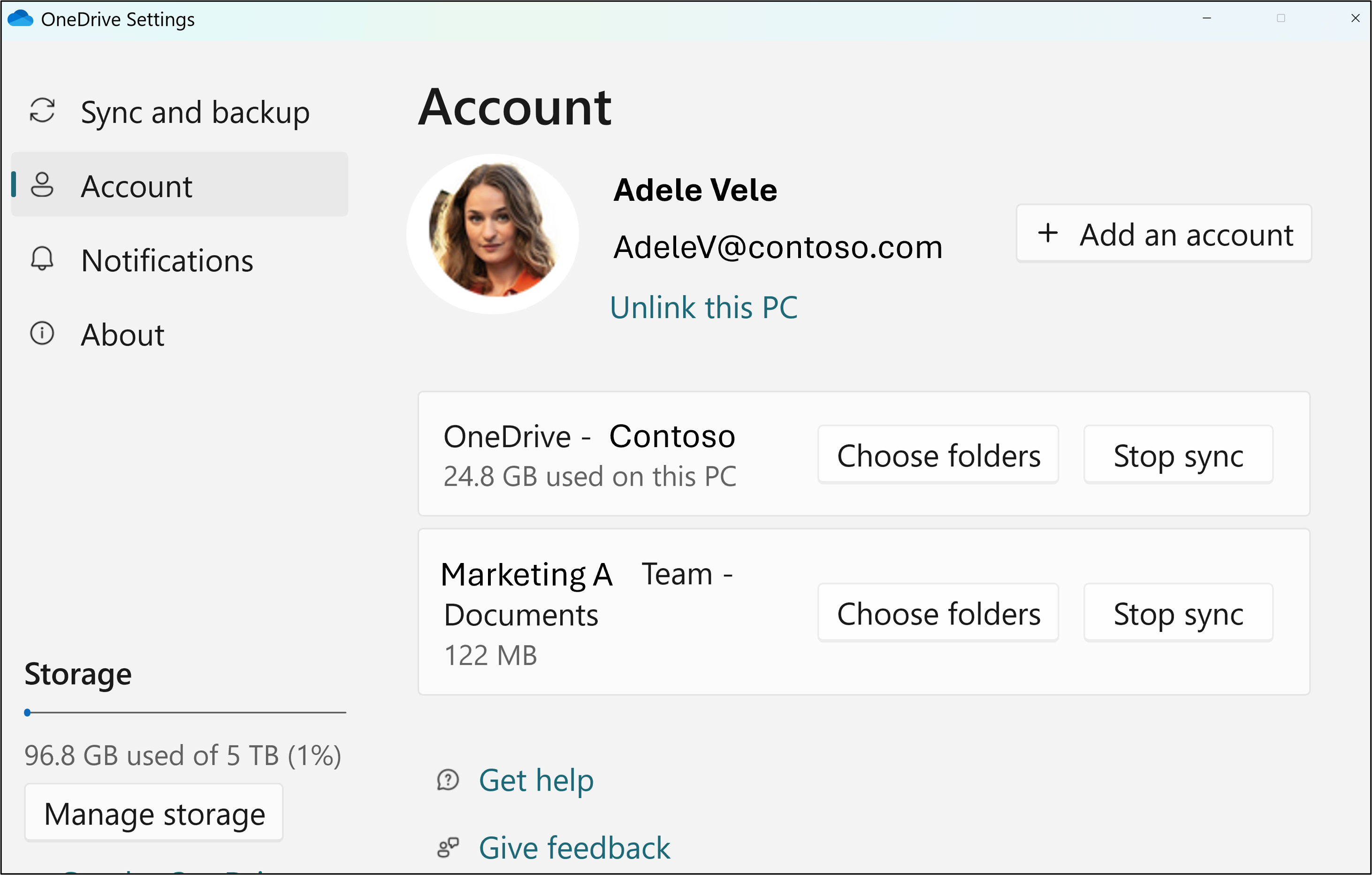 screenshot of onedrive account