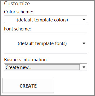 Postcard template options for templates from Office.com.