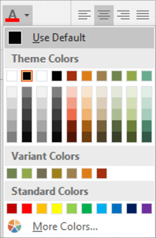 Font color menu in Visio.