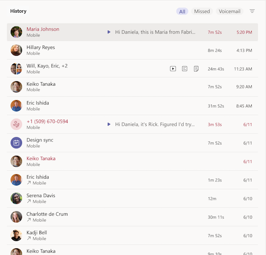 Teams-History screen-general