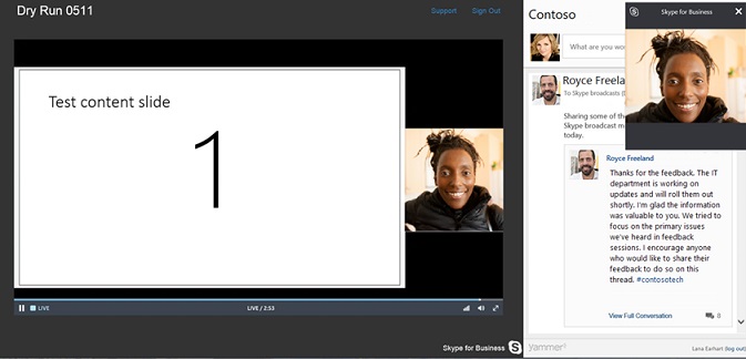 Skype Meeting Broadcast with Yammer integration