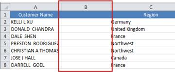 Empty column for entering formula