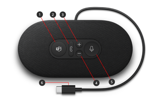 Buttons on Microsoft Modern USB-C Speaker